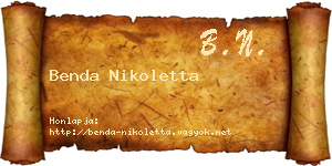 Benda Nikoletta névjegykártya